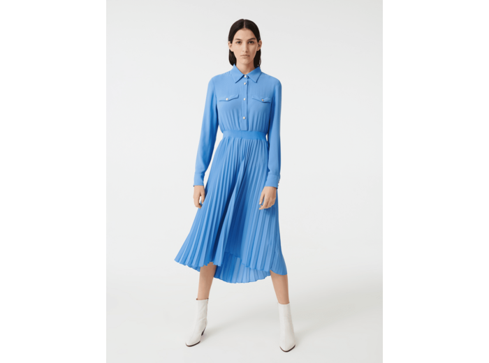 Robe façon chemise à taille froncée