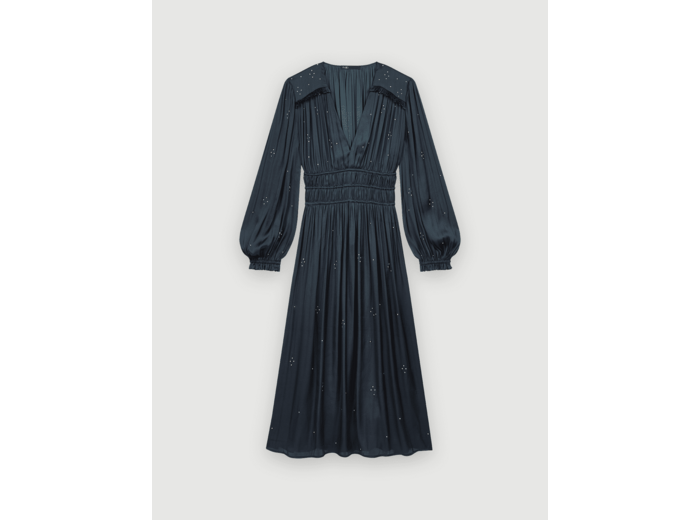 Robe en satin à studs avec volants
