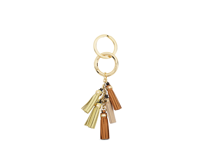 Cuir Pompon - Porte-clés mini pompons - Cuir de vachette lisse et métal