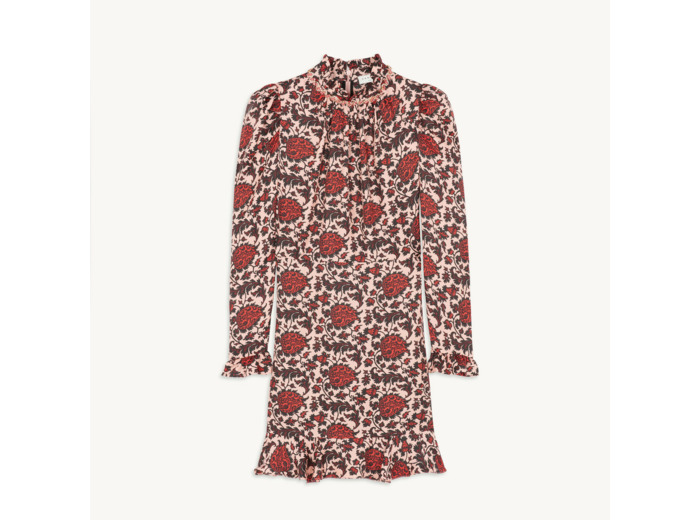 Robe courte imprimée en soie mélangée