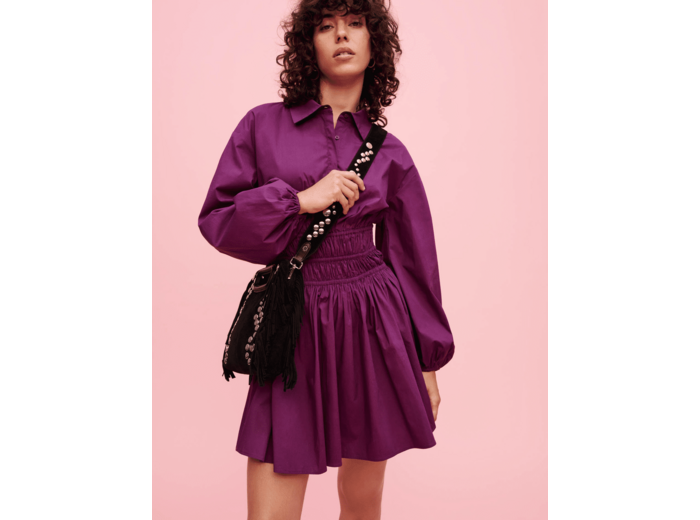 Robe en coton smockée à la taille
