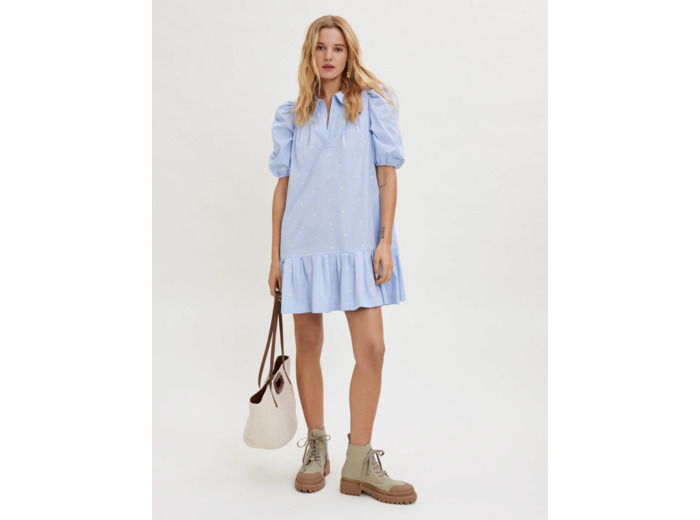 Robe en popeline de coton brodée
