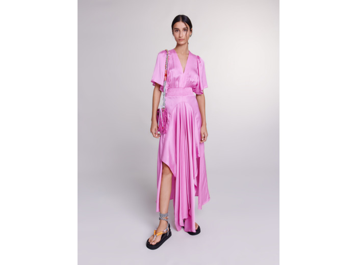 Robe longue satinée