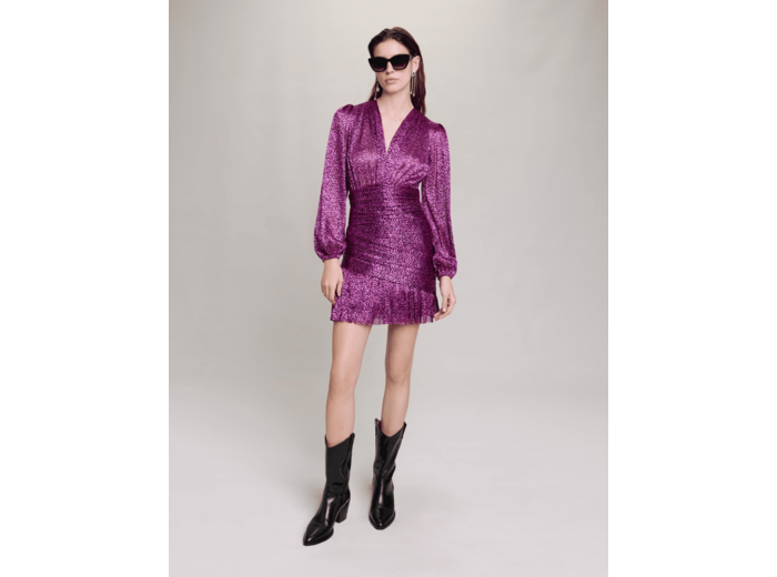 Robe plissée fibres métallisées