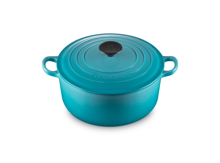 Cocotte ronde 24cm en fonte émaillée bleu caraïbes