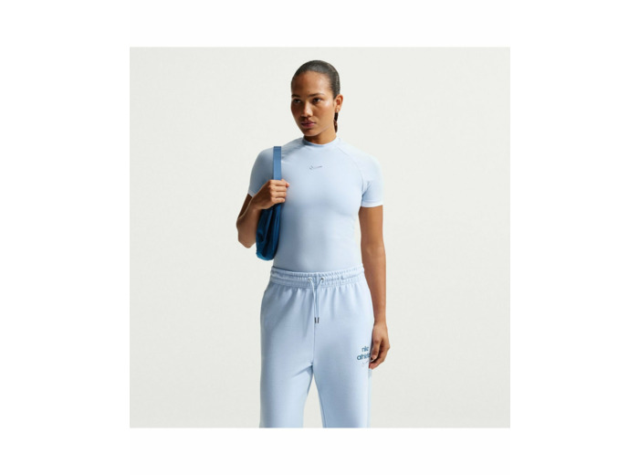 T-shirt Femme W NK SS FITTED TOP GLS Bleu