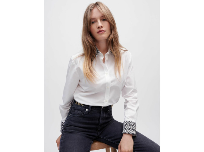 Chemise en popeline à col jacquard