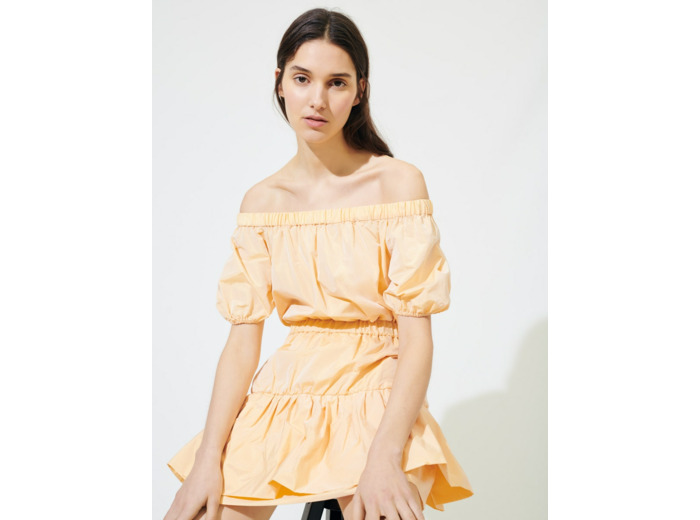 Robe trapèze élastiquée en taffetas
