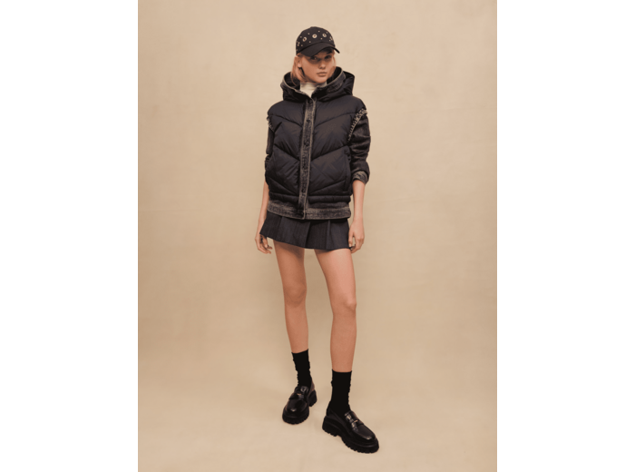 Blouson bi-matière noir