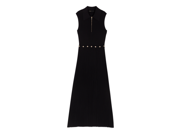 Robe longue en maille côtelée