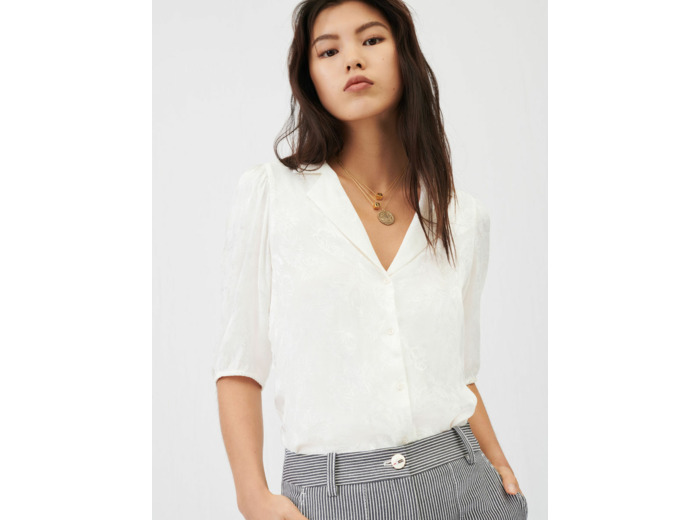 Chemise blanche en jacquard fluide
