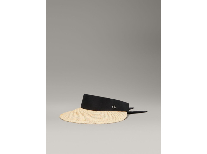 Bandeau en lin avec visière en paille