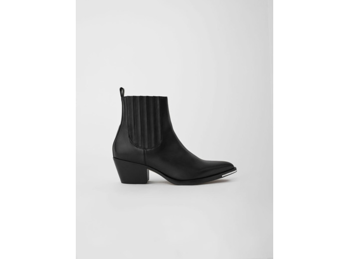 Bottines façon western en cuir