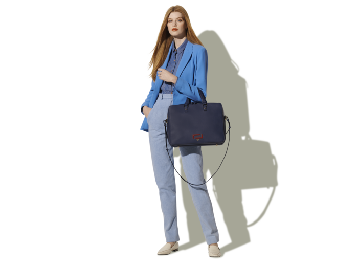 Pia de Lancel - Porte-documents zippé - Grand modèle - Bleu Petrole
