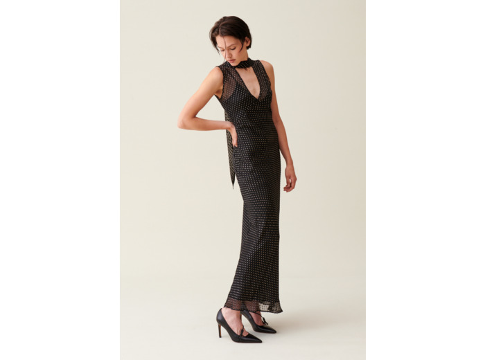 Robe longue transparente à pois