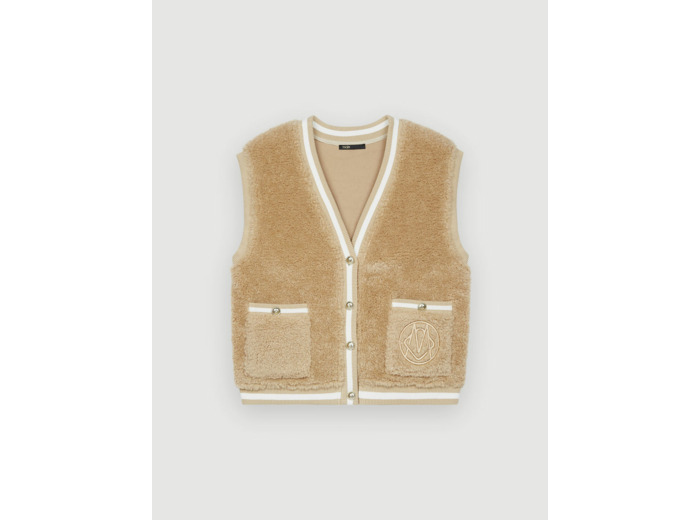 Cardigan sans manches façon fourrure