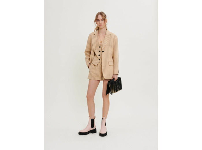 Veste à rayures ceinturée