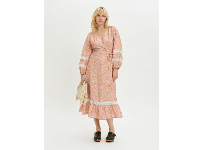 Robe portefeuille imprimée à galons