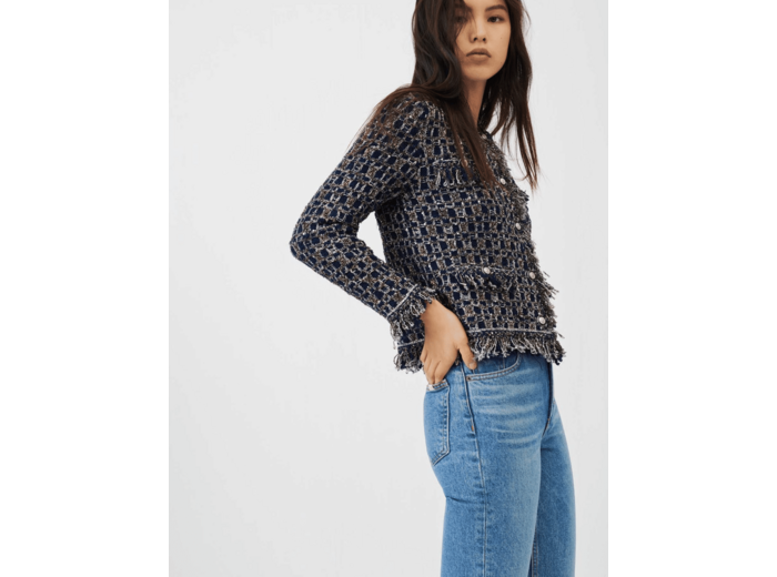 Cardigan en maille lurex et franges