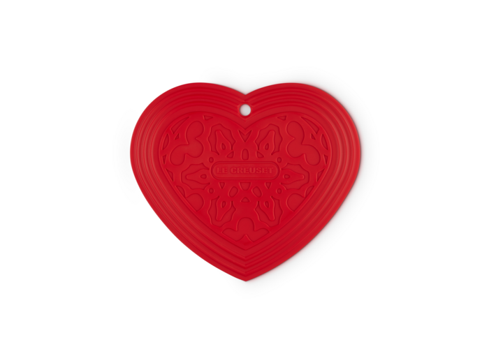 Dessous de plat 20cm en forme de coeur en silicone cerise
