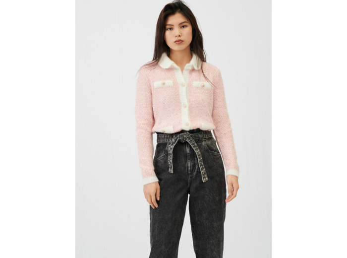 Cardigan en maille fantaisie et lurex