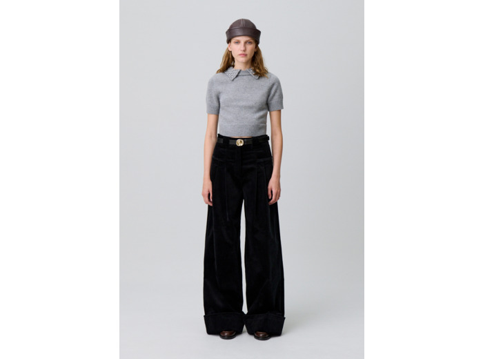 Pantalon large velours