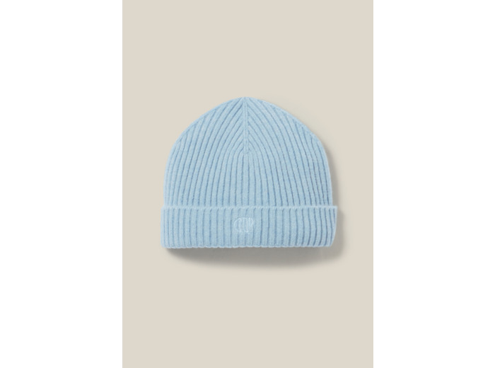 Bonnet côtelé cachemire broderie CP