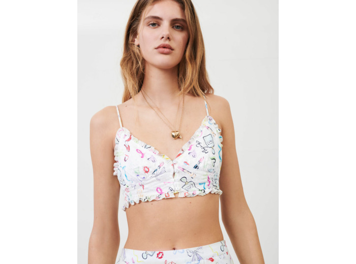 Top façon lingerie en jacquard imprimé