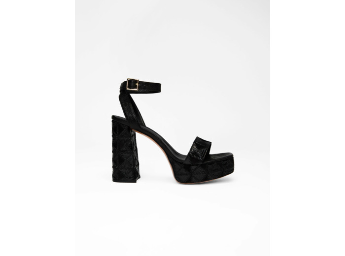 Sandales à talon en cuir et suède