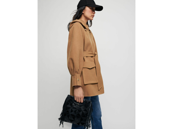 Manteau double face mix laine ceinturé