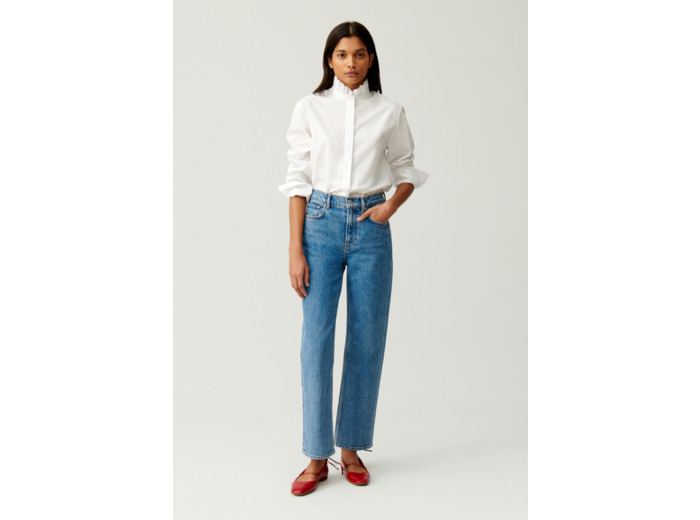 Chemise col volant blanche