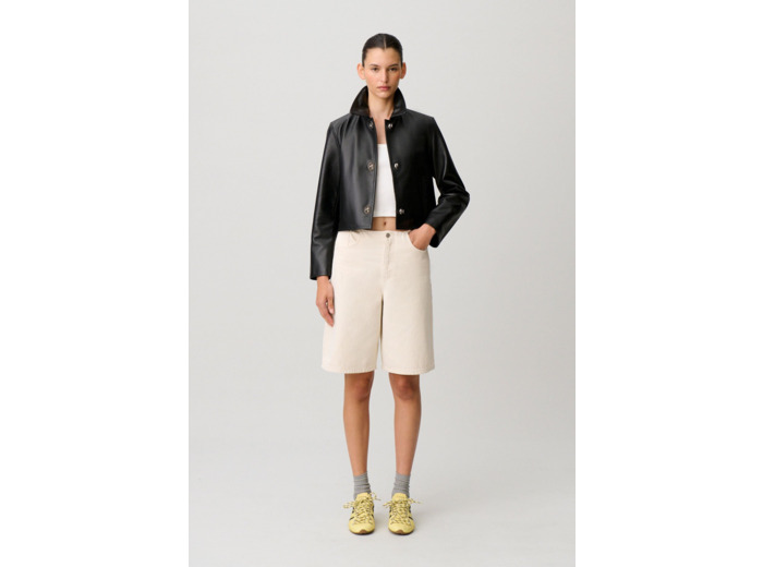 Veste courte cuir noir