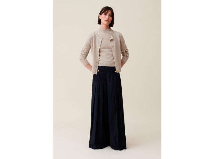 Cardigan laine boutonné broderie CP