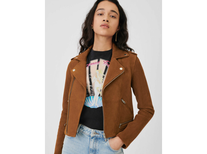Blouson en daim façon biker