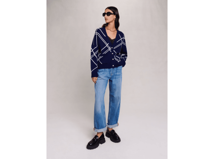 Cardigan en maille à rayures