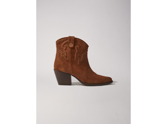Bottines santiags en cuir suédé