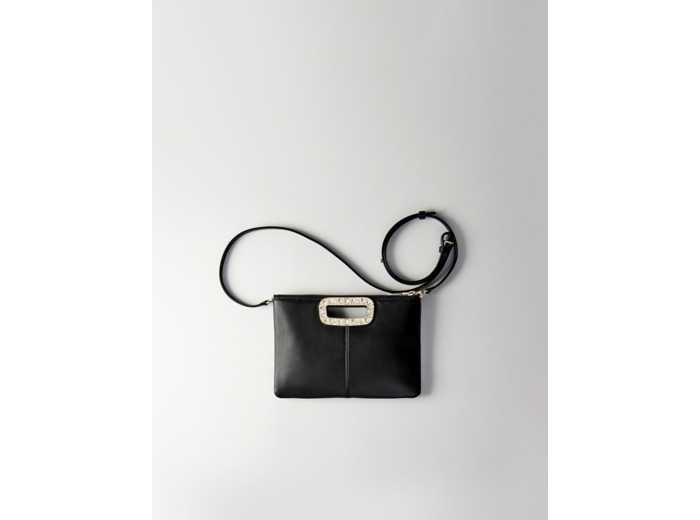 Pochette M Duo en cuir à poignée strass