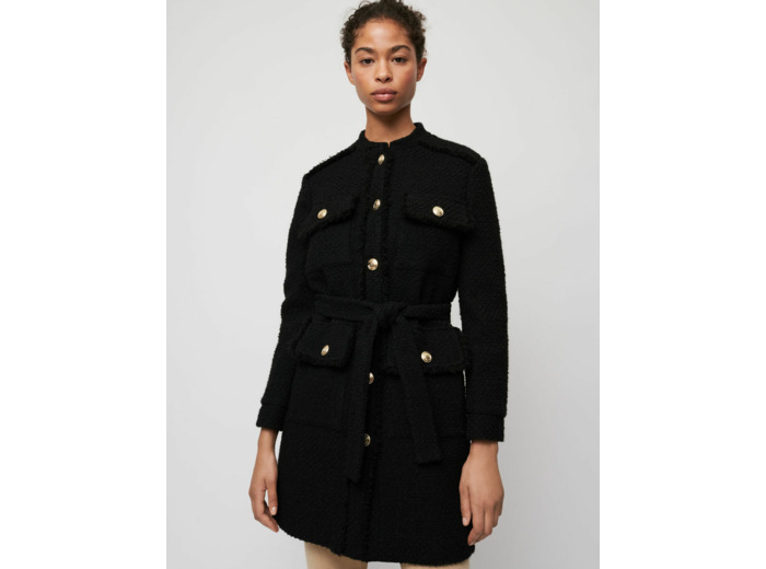 Manteau façon tweed ceinturé