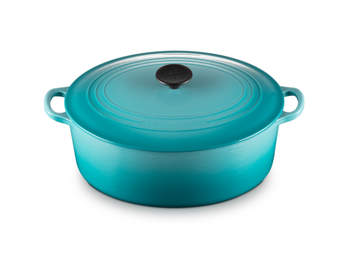 Cocotte ovale 31cm en fonte émaillée bleu caraïbes