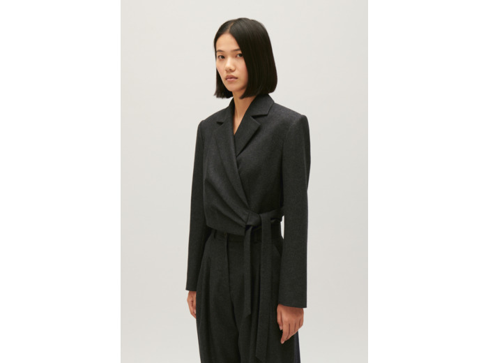 Veste tailleur courte gris chiné