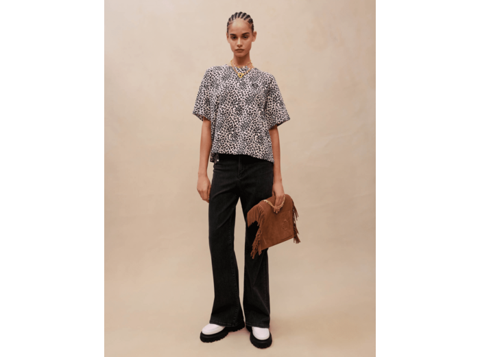 T-shirt en coton imprimé Léopard