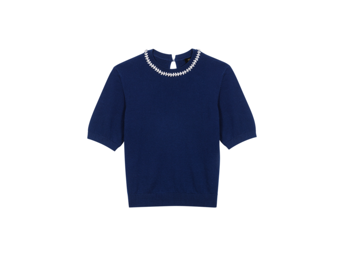 Pull court en maille avec strass