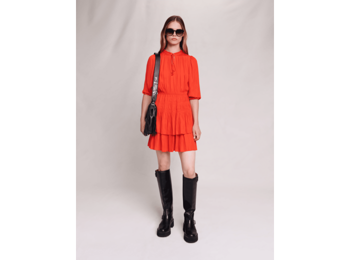 Robe courte satinée smockée