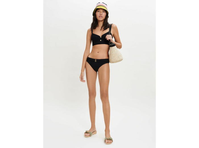 Maillot de bain noir à motifs fleurs