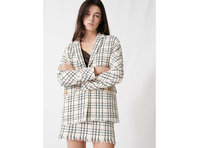 Veste façon tweed à carreaux