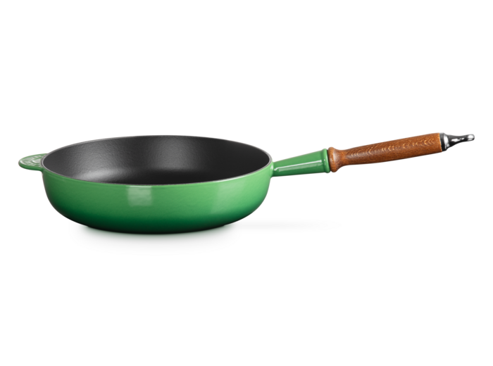 Sauteuse 28cm en fonte émaillée bambou avec manche en bois