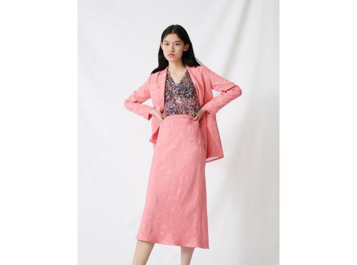 Jupe longue en jacquard satiné