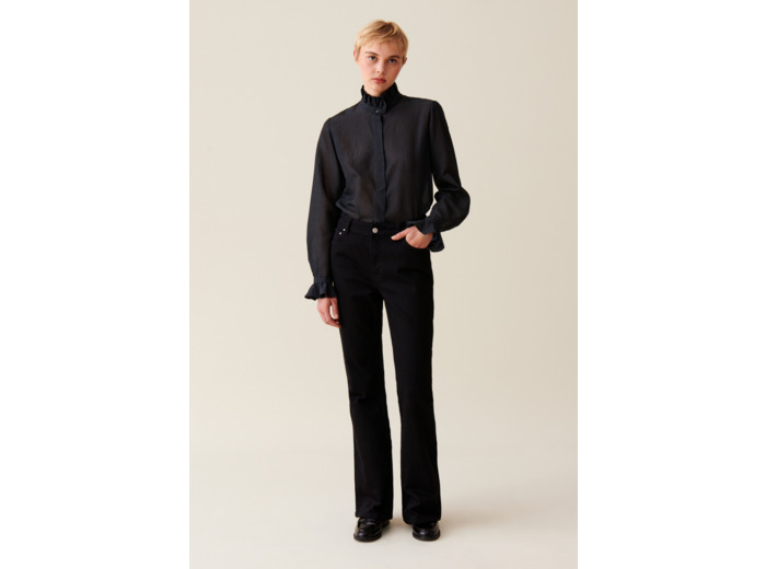 Chemise fluide col volanté rayures