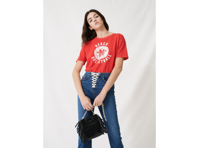 Jean en denim bleu à fermeture lacée