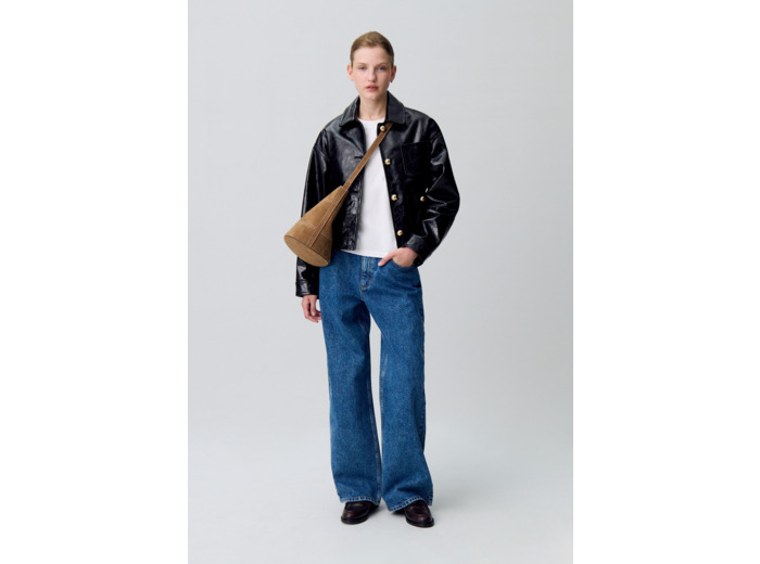 Blouson cuir vernis vieilli